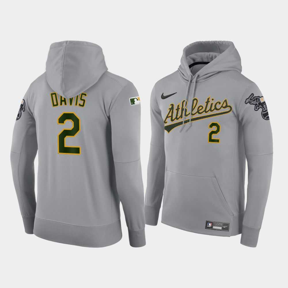Men Oakland Athletics 2 Davis gray road hoodie 2021 MLB Nike Jerseys